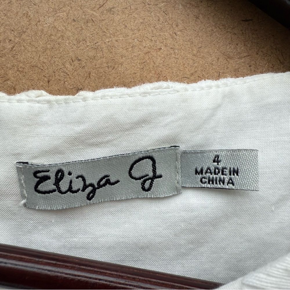 Eliza J White Sheath Dress with Bishop Sleeves - Picture 4 of 7